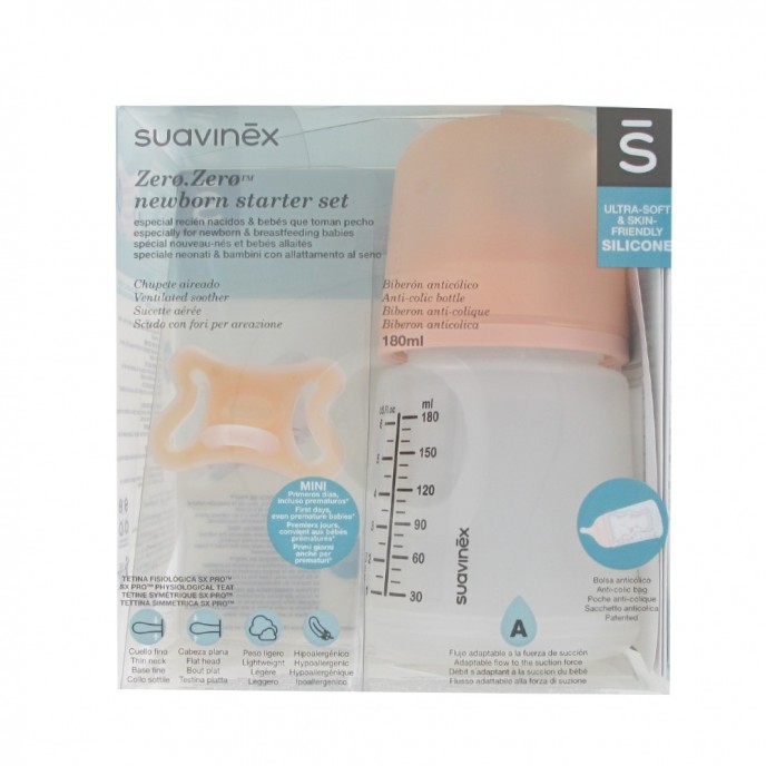 Suavinex ZeroZero Anticolic Bottle and Soother Starter Set