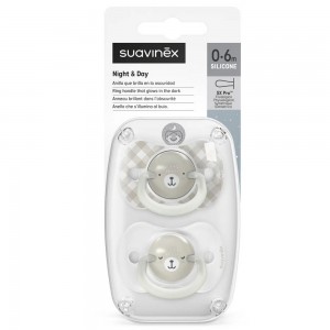 Suavinex Soother Silicone Physiological 0/6m Night Wild Grey