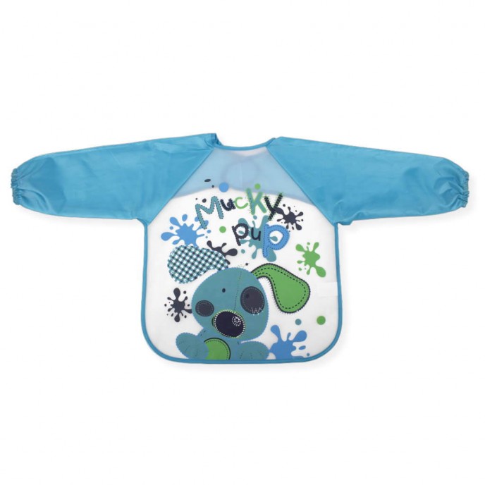 Interbaby Bib Long Sleeves  Pup Blue