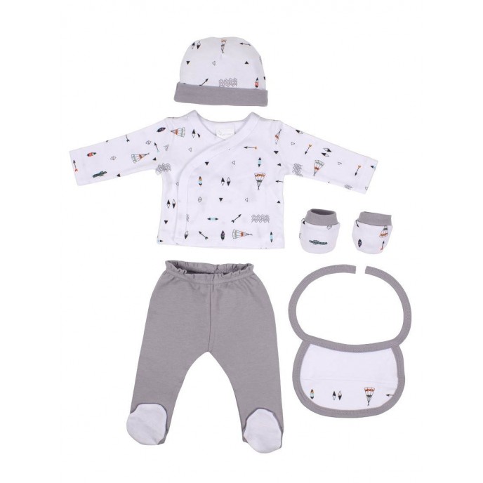 Interbaby Gift Set 5pc Little Indian Gray