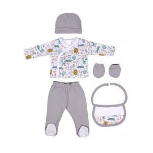 Interbaby Gift Set 5pc Jungle Gray Interbaby Gift Set 5pc Jungle Gray
