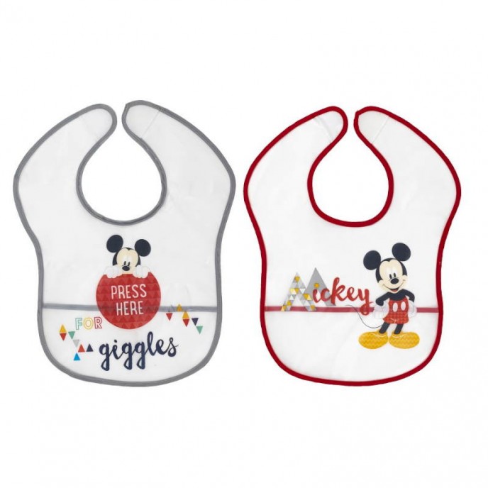 Interbaby Bib Waterproof 2pk Mickey Giggles