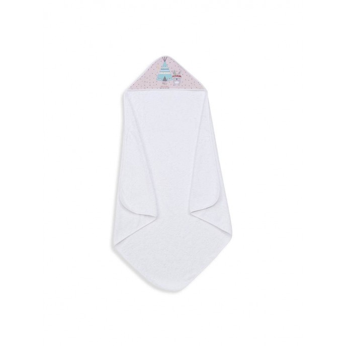 Interbaby Hooded Towel Little Indian White Pink