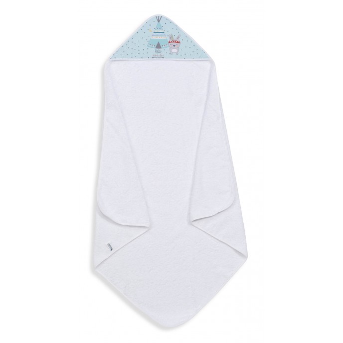 Interbaby Hooded Towel Little Indian White Green