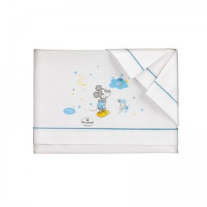 Interbaby Cotbed Sheets Set Cotton Mickey Blue Interbaby Cotbed Sheets Set Cotton Mickey Blue