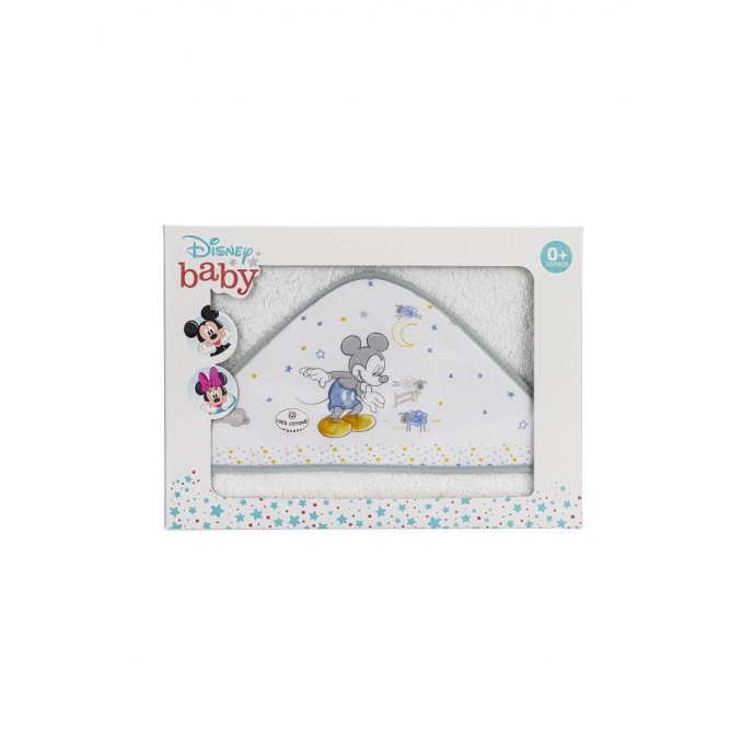 Interbaby Hooded Towel Mickey White Gray