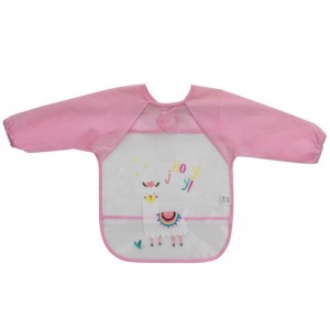 Interbaby Bib Long Sleeves  Llama Pink Interbaby Bib Long Sleeves  Llama Pink
