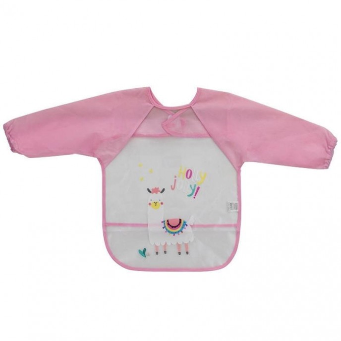 Interbaby Bib Long Sleeves  Llama Pink