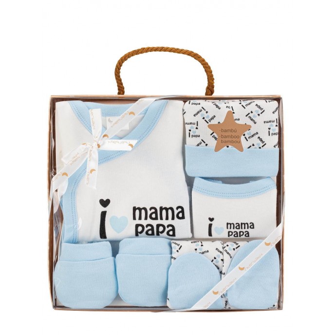 Interbaby Gift Set 5pc Mama Papa Blue