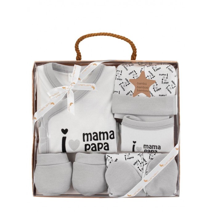 Interbaby Gift Set 5pc Mama Papa Grey