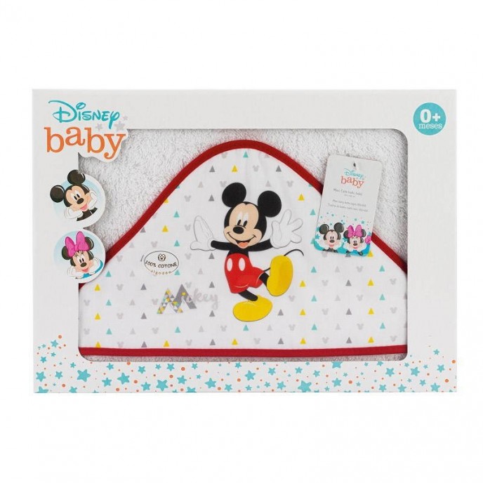 Interbaby Hooded Towel Mickey Geo White Red