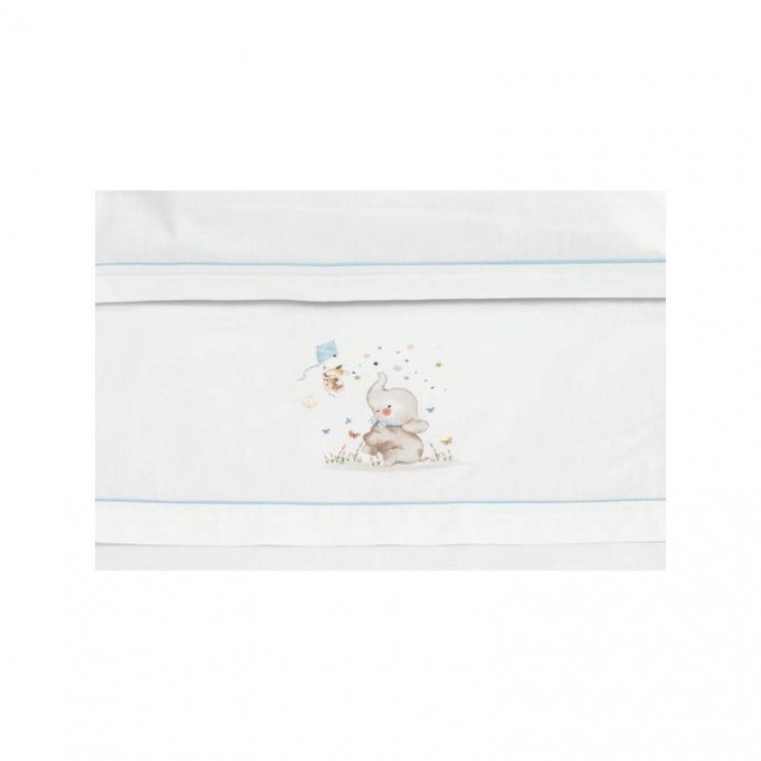 Interbaby Cot Sheets Set Cotton 3pc Elephant Blue