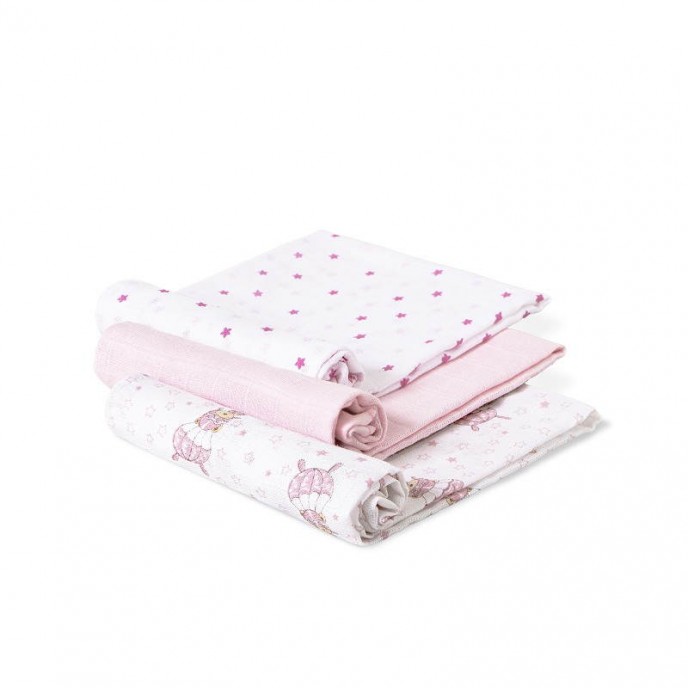 Interbaby Muslins 3pk Parachute Pink