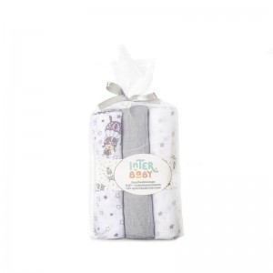 Interbaby Muslins 3pk Parachute Grey Interbaby Muslins 3pk Parachute Grey