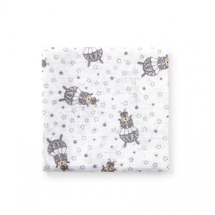 Interbaby Muslins 3pk Parachute Grey Interbaby Muslins 3pk Parachute Grey