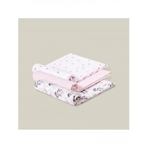 Interbaby Muslins 3pk Panda Pink Interbaby Muslins 3pk Panda Pink