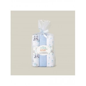Interbaby Muslins 3pk Panda Blue Interbaby Muslins 3pk Panda Blue
