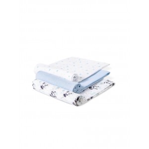 Interbaby Muslins 3pk Panda Blue Interbaby Muslins 3pk Panda Blue