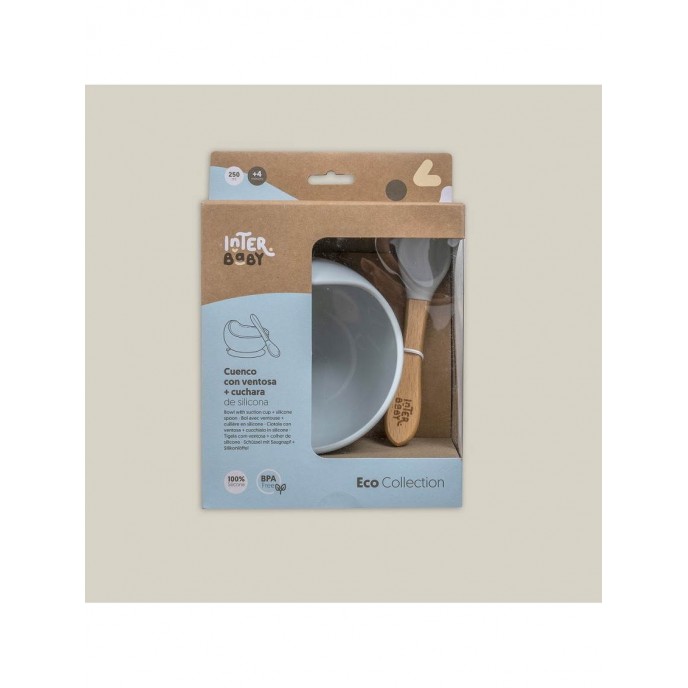 Interbaby Silicone Suction Bowl with Spoon Blue Interbaby Silicone Suction Bowl with Spoon Blue