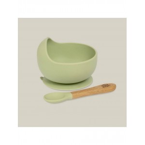 Interbaby Silicone Suction Bowl with Spoon Olive Interbaby Silicone Suction Bowl with Spoon Olive