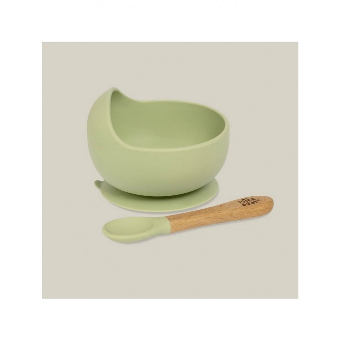 Interbaby Silicone Suction Bowl with Spoon Olive