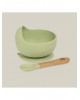 Interbaby Silicone Suction Bowl with Spoon Olive