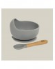 Interbaby Silicone Suction Bowl with Spoon Gray