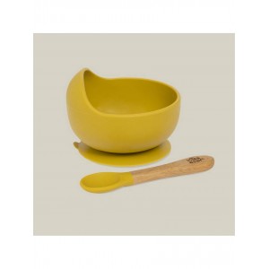 Interbaby Silicone Suction Bowl with Spoon Ochre  Interbaby Silicone Suction Bowl with Spoon Ochre