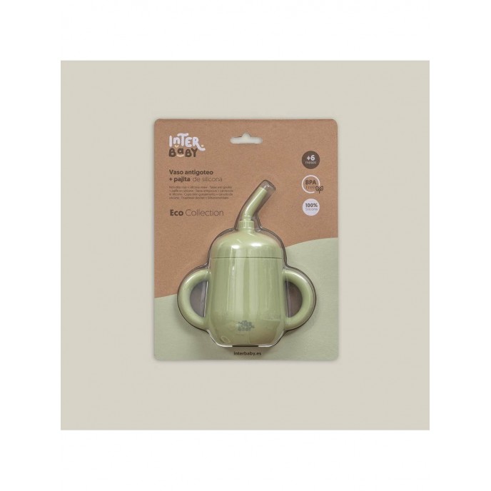 Interbaby Silicone Straw Cup Olive