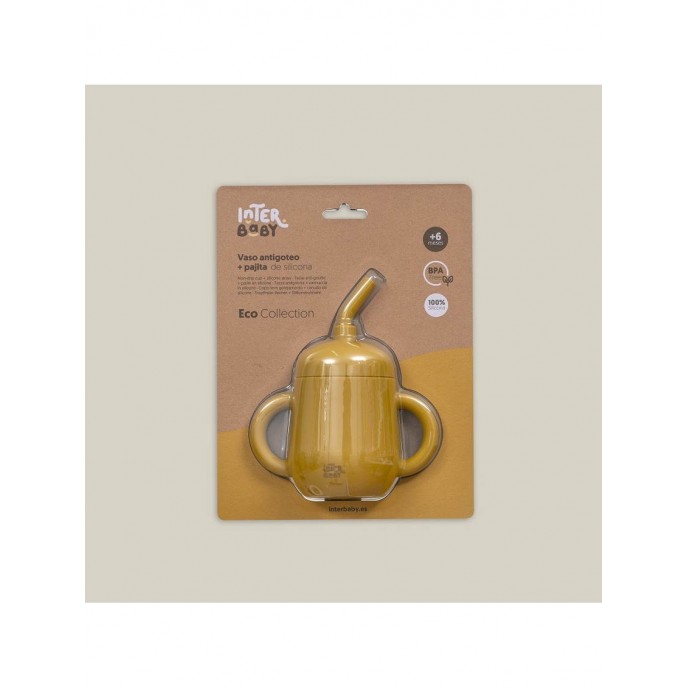 Interbaby Silicone Straw Cup Ochre