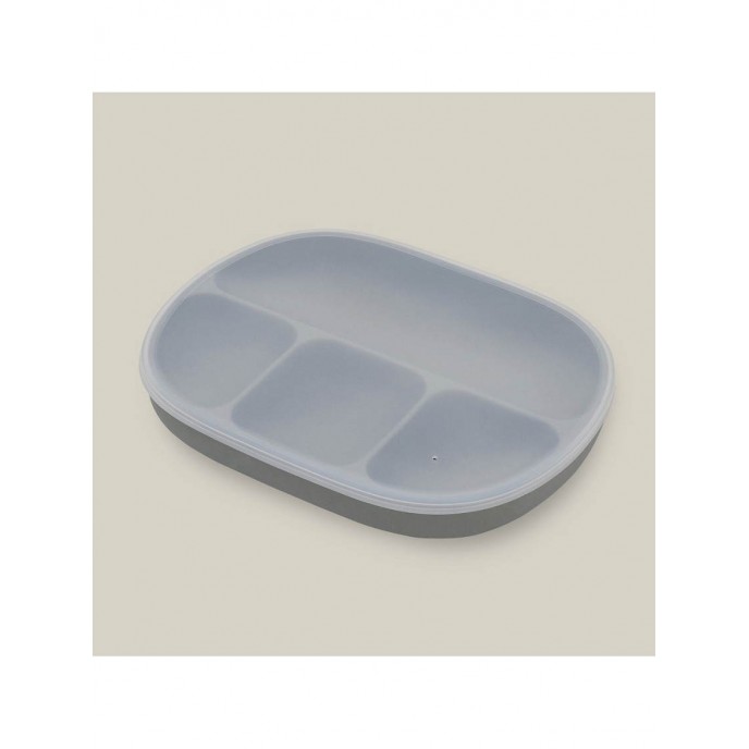 Interbaby Silicone Suction Divider Plate with Lid Gray Interbaby Silicone Suction Divider Plate with Lid Gray