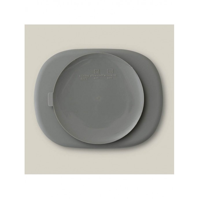 Interbaby Silicone Suction Divider Plate with Lid Gray