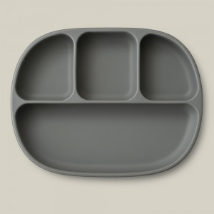 Interbaby Silicone Suction Divider Plate with Lid Gray Interbaby Silicone Suction Divider Plate with Lid Gray