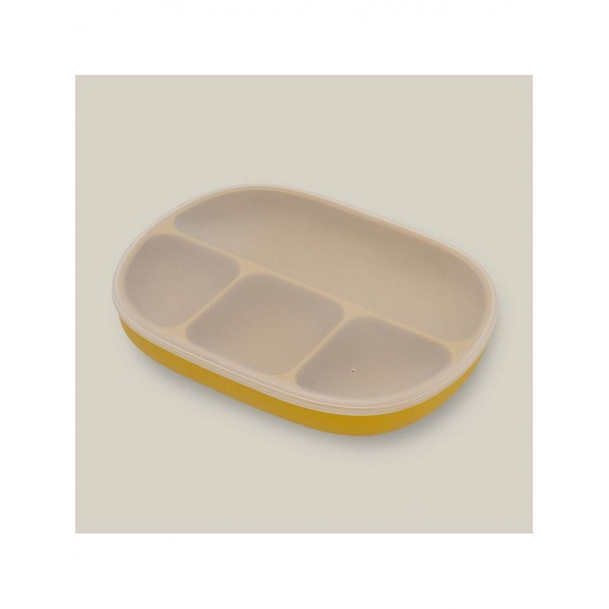 Interbaby Silicone Suction Divider Plate with Lid Ochre