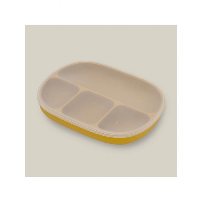 Interbaby Silicone Suction Divider Plate with Lid Ochre Interbaby Silicone Suction Divider Plate with Lid Ochre