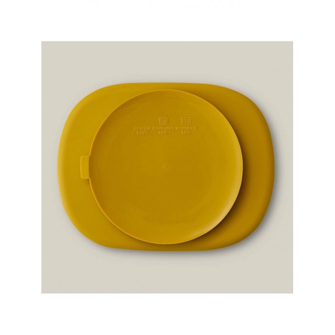 Interbaby Silicone Suction Divider Plate with Lid Ochre