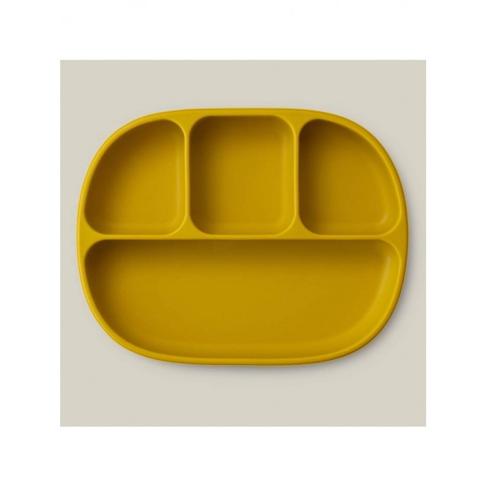 Interbaby Silicone Suction Divider Plate with Lid Ochre