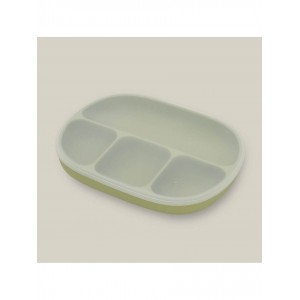 Interbaby Silicone Suction Divider Plate with Lid Olive Interbaby Silicone Suction Divider Plate with Lid Olive