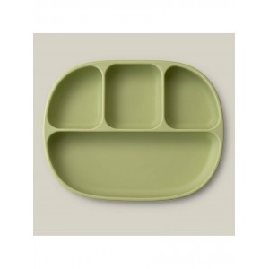 Interbaby Silicone Suction Divider Plate with Lid Olive Interbaby Silicone Suction Divider Plate with Lid Olive