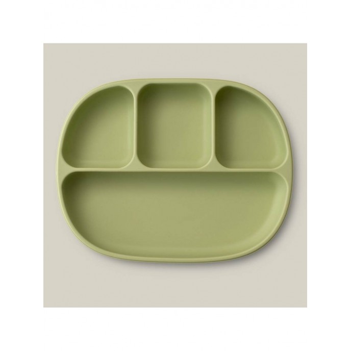 Interbaby Silicone Suction Divider Plate with Lid Olive