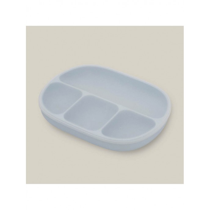 Interbaby Silicone Suction Divider Plate with Lid Blue