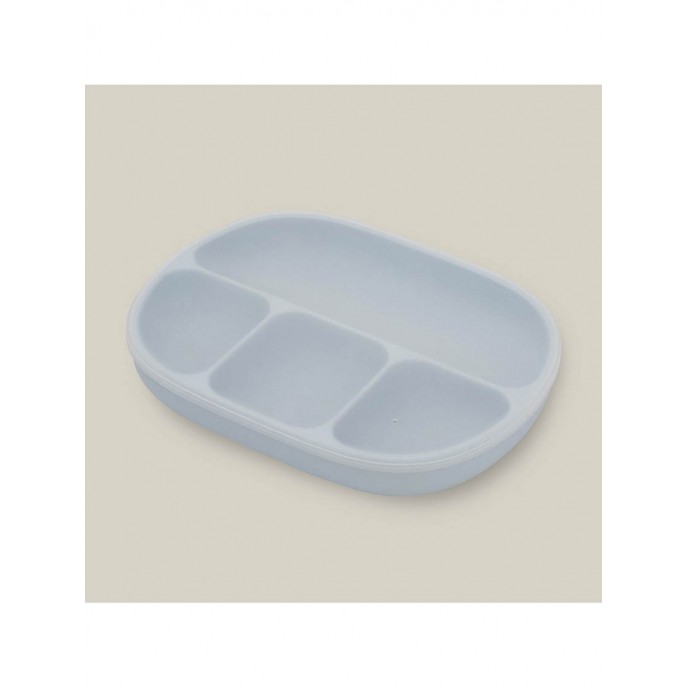 Interbaby Silicone Suction Divider Plate with Lid Blue Interbaby Silicone Suction Divider Plate with Lid Blue