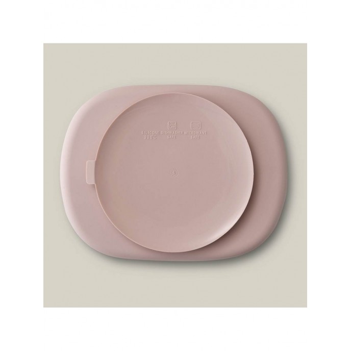 Interbaby Silicone Suction Divider Plate with Lid Pink
