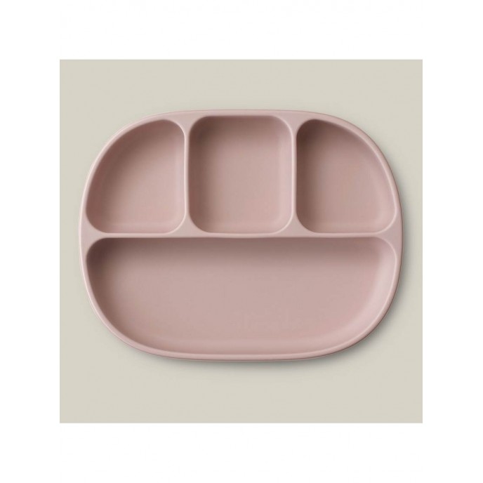 Interbaby Silicone Suction Divider Plate with Lid Pink