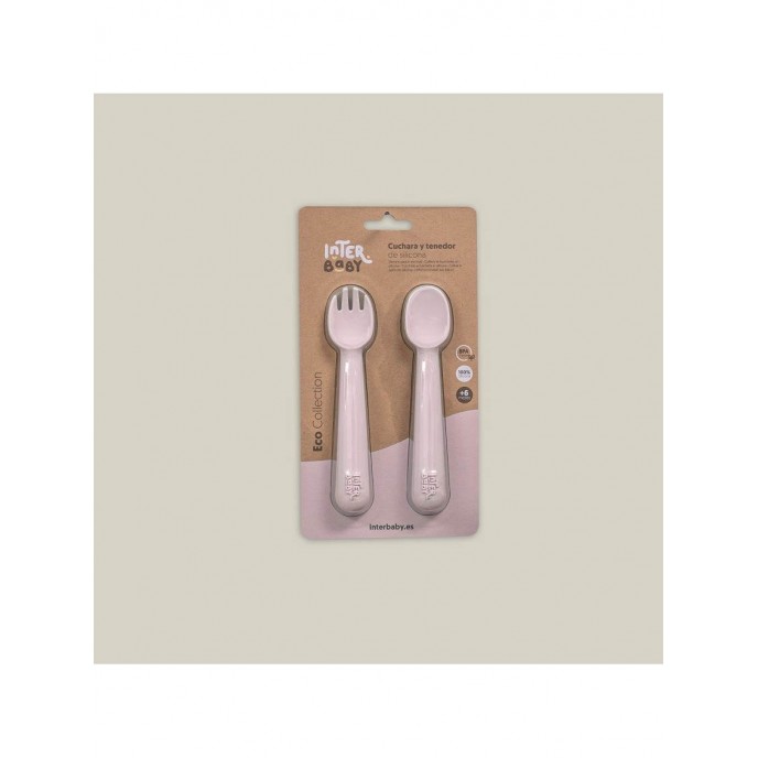 Interbaby Silicone Fork and Spoon Pink Interbaby Silicone Fork and Spoon Pink