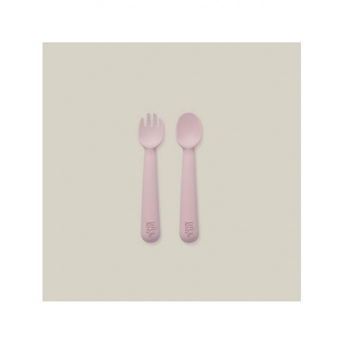 Interbaby Silicone Fork and Spoon Pink