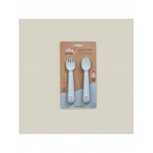 Interbaby Silicone Fork and Spoon Blue Interbaby Silicone Fork and Spoon Blue