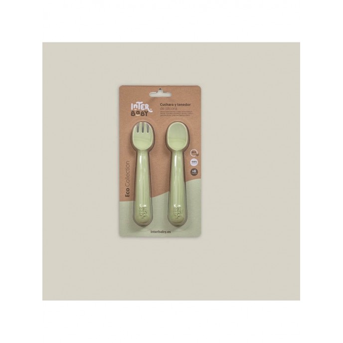 Interbaby Silicone Fork and Spoon Olive Interbaby Silicone Fork and Spoon Olive