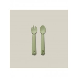 Interbaby Silicone Fork and Spoon Olive Interbaby Silicone Fork and Spoon Olive