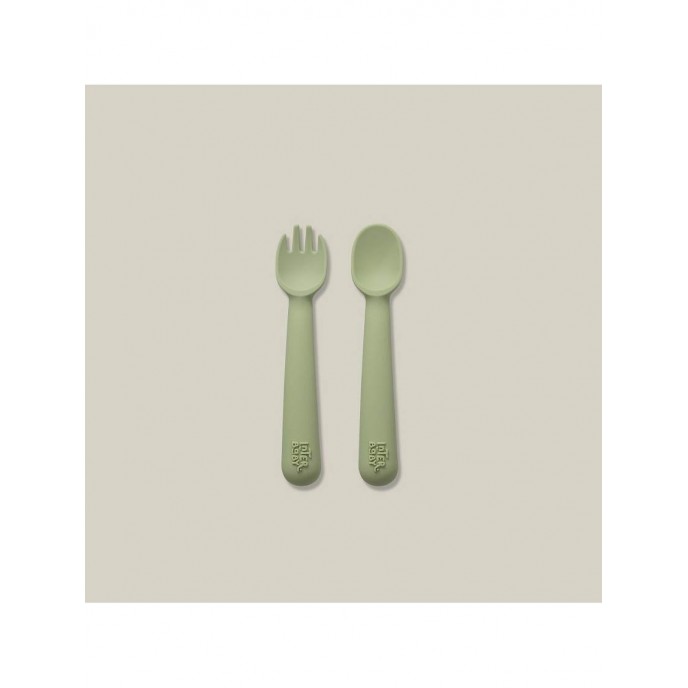 Interbaby Silicone Fork and Spoon Olive